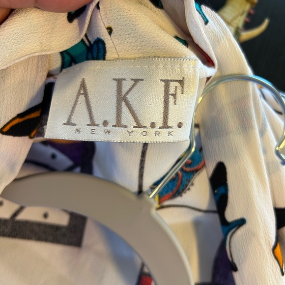 Vintage Multicolor Abstract Print Open Front Cardigan Lightweight Kimono Style - Picture 5 of 7